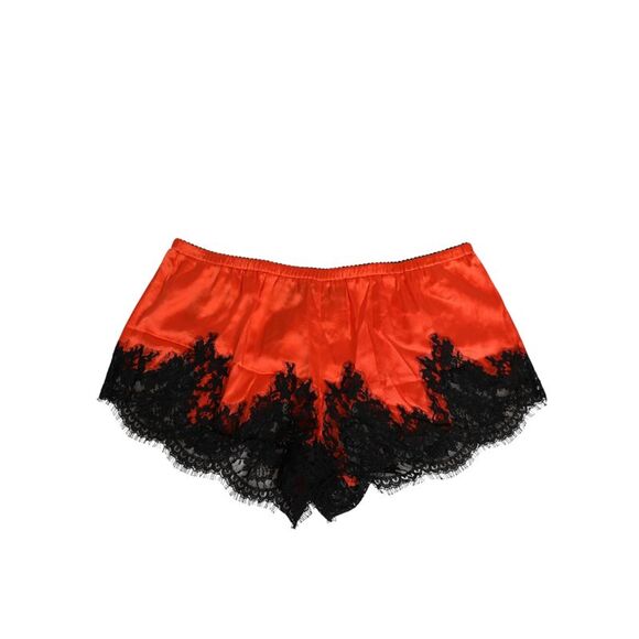 Dolce & Gabbana Red Silk Satin Lace Shorts Women's Underwear